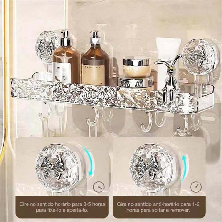 Prateleira de armazenamento leve e luxuosa sem perfuração - Kit  2 unidades